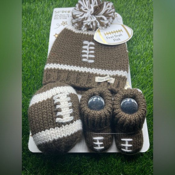 Other - Knitted Football Baby Set, First Draft Pick, 0-12 mos., NWT 🏈